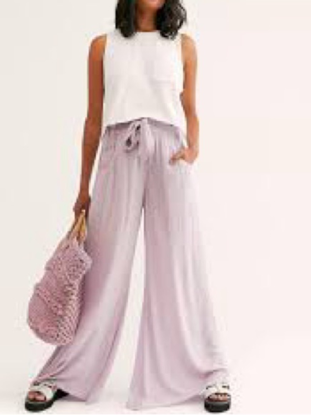 Free People One 5-pocket slouchy palazzo pants with belt